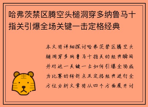 哈弗茨禁区腾空头槌洞穿多纳鲁马十指关引爆全场关键一击定格经典